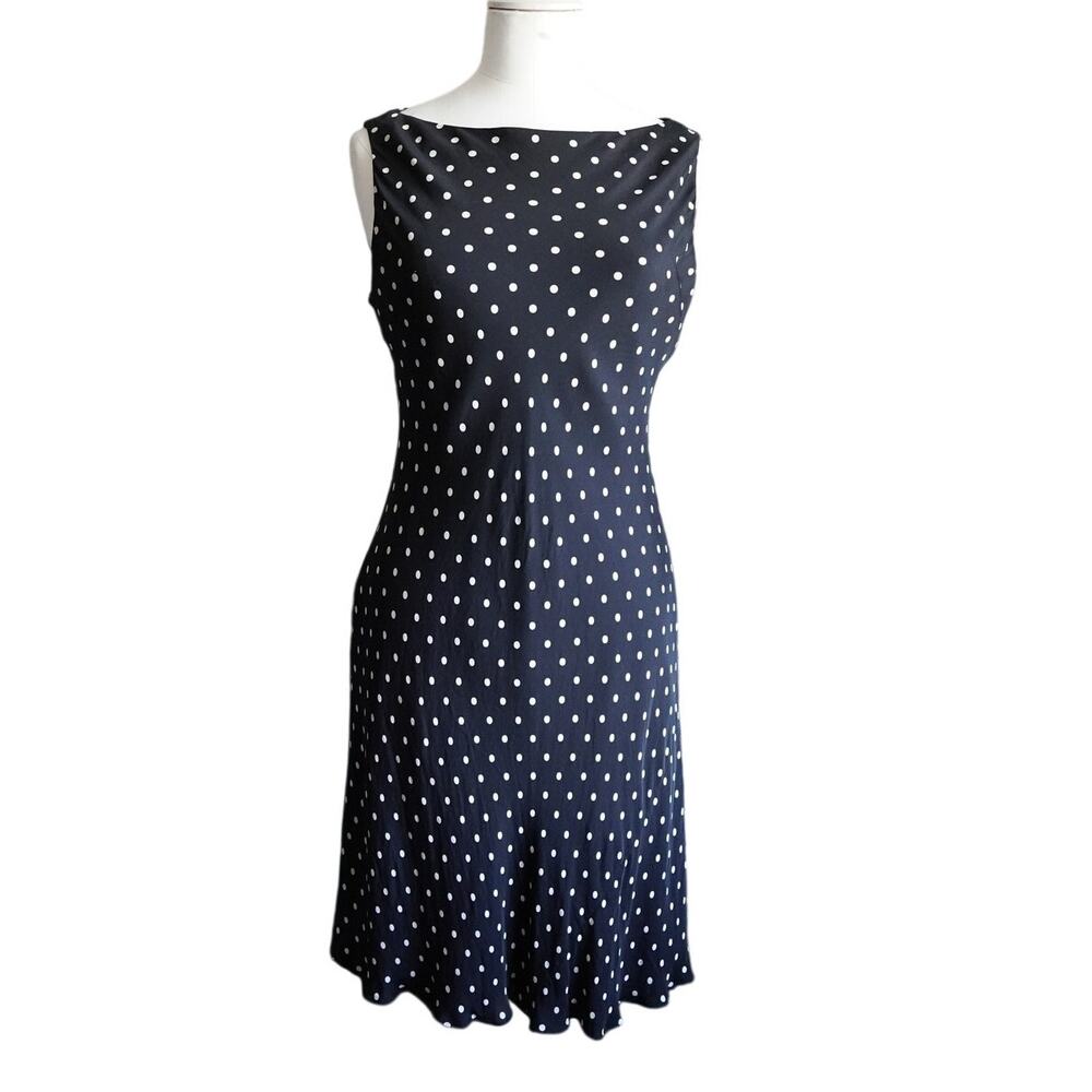 Jones NY Vintage Silk Polka Dot Boatneck Dress (sz 14P)